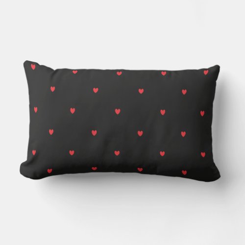 Doodle Heart Patterns Red Black Custom Cute Lovely Lumbar Pillow