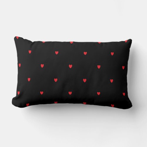 Doodle Heart Patterns Red Black Custom Cute Lovely Lumbar Pillow