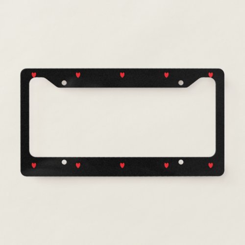 Doodle Heart Patterns Red Black Custom Cute Pretty License Plate Frame