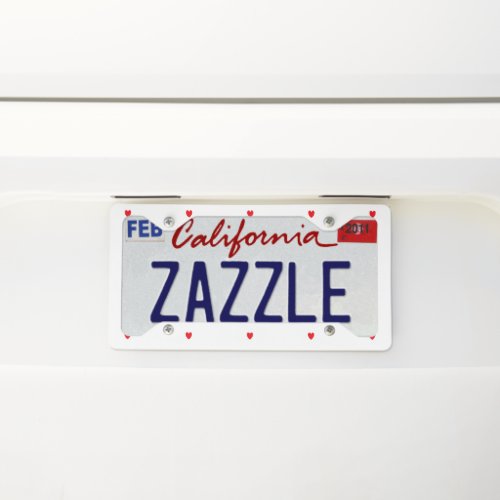 Doodle Heart Patterns Red White Custom Cute Pretty License Plate Frame