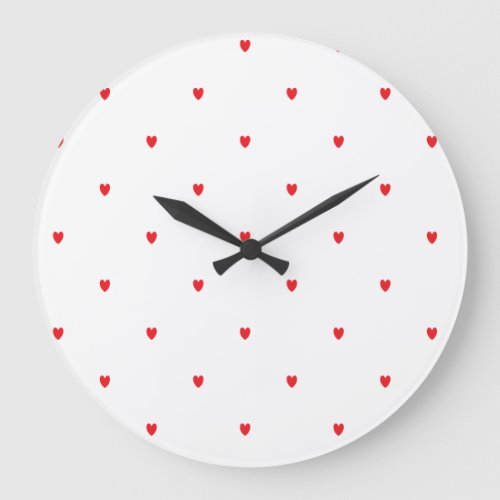 Doodle Heart Patterns Red White Valentines Gift Large Clock