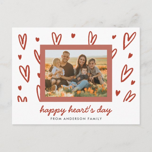 Doodle Heart Photo Valentine Greeting Postcard (Front)