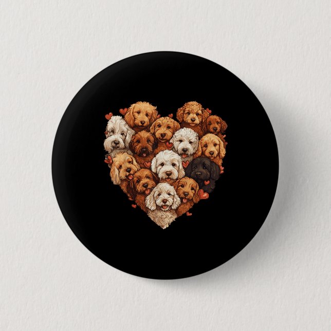 Doodle Heart-shaped Cute Goldendoodle Dog Lover Va Button (Front)