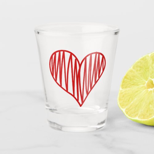 doodle heart shot glass