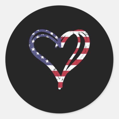 Doodle Heart US American Flag Memorial Day 4th Of  Classic Round Sticker