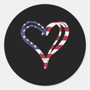 Doodle Heart US American Flag Memorial Day 4th Of Classic Round Sticker