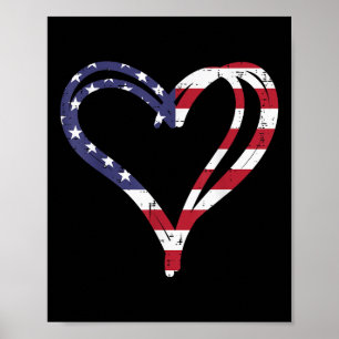 Doodle Heart Us American Flag Memorial Day 4th Of Poster