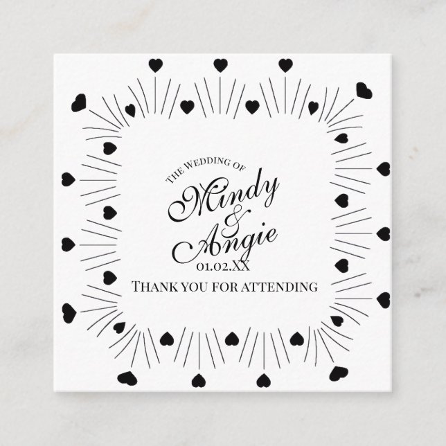 Doodle Hearts Frame Script Wedding Enclosure Card (Front)