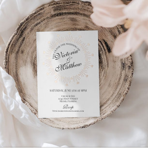 Doodle Hearts Frame Script Wedding Foil Invitation