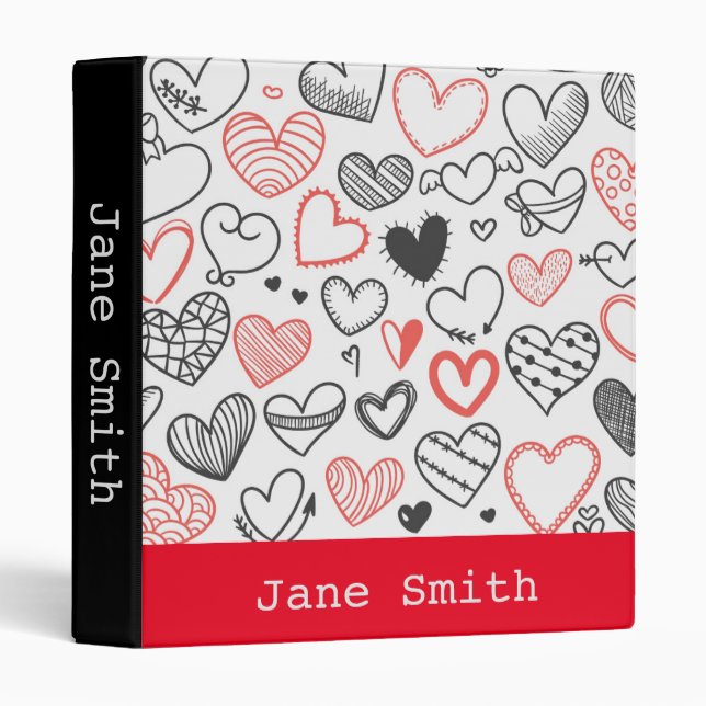 Doodle hearts hipster girl's student folder (Front/Spine)