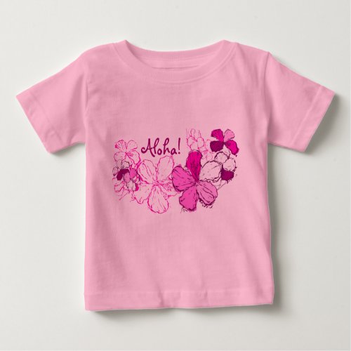 Doodle Hibiscus Hawaiian Aloha Baby T_Shirt