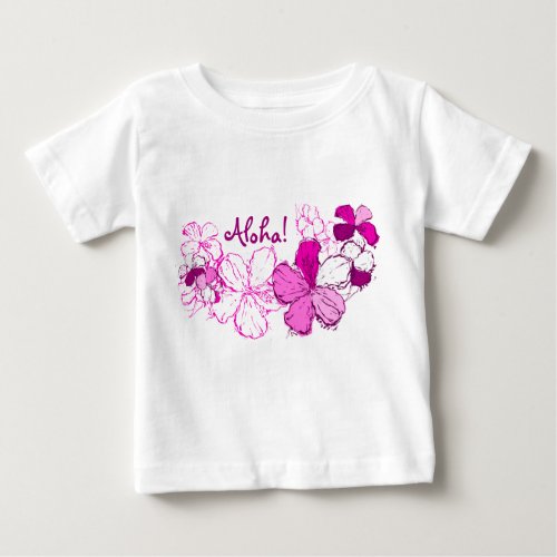 Doodle Hibiscus Hawaiian Aloha Baby T_Shirt