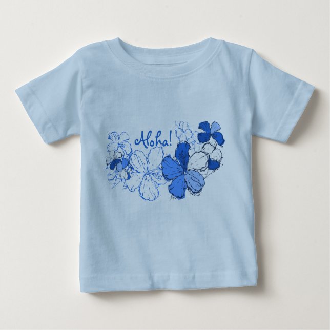 Doodle Hibiscus Hawaiian Aloha Baby T-Shirt (Front)