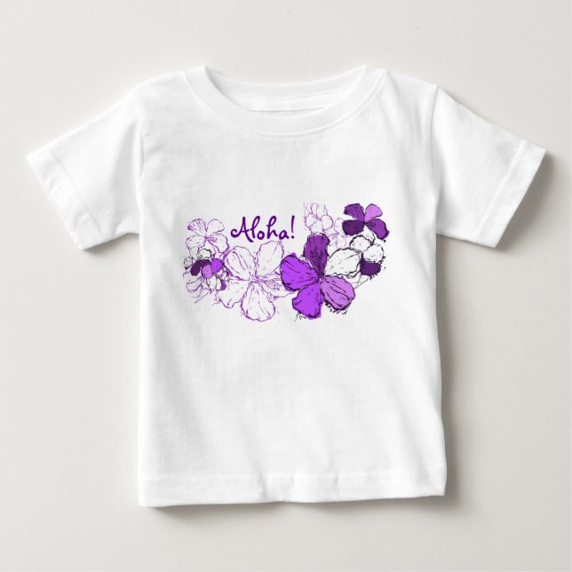 Doodle Hibiscus Hawaiian Aloha Baby T-Shirt (Front)
