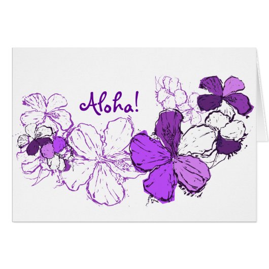 Doodle Hibiscus Hawaiian Illustration Cards (Front Horizontal)