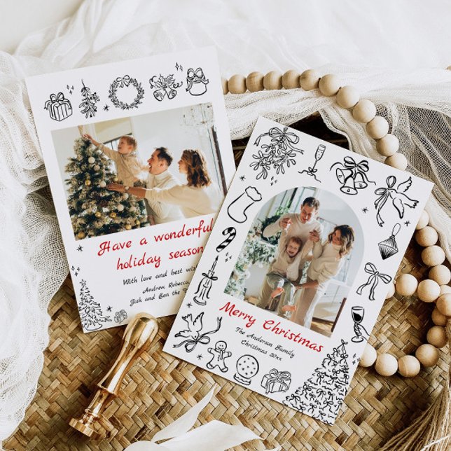 Doodle Holiday Card Photos Christmas Card Quirky (Creator Uploaded)
