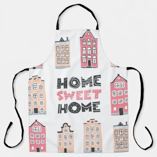 Doodle houses stylized city collection apron
