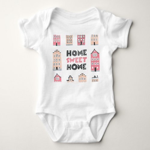 Doodle houses stylized city collection baby bodysuit