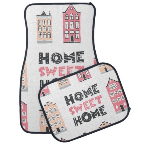 Doodle houses stylized city collection car floor mat