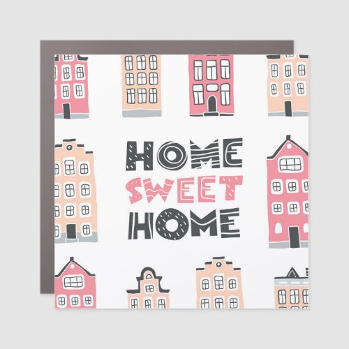 Doodle houses stylized city collection car magnet