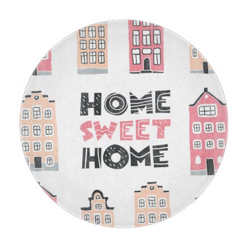 Doodle houses stylized city collection cutting board