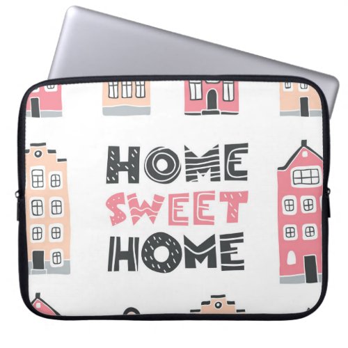 Doodle houses stylized city collection laptop sleeve