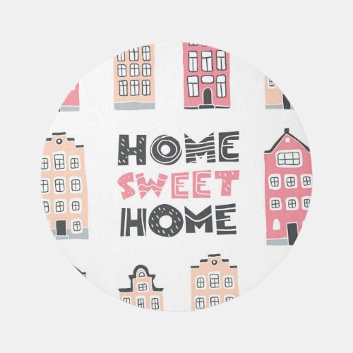 Doodle houses stylized city collection rug