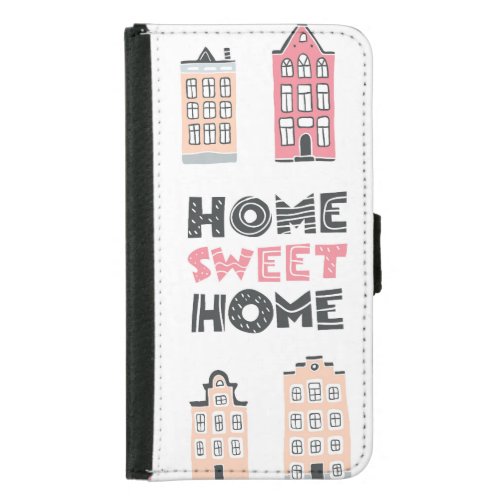 Doodle houses stylized city collection samsung galaxy s5 wallet case