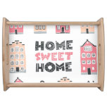 Doodle houses: stylized city collection. serving tray