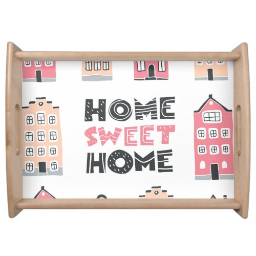 Doodle houses stylized city collection serving tray
