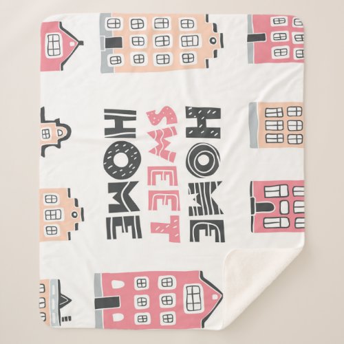 Doodle houses stylized city collection sherpa blanket