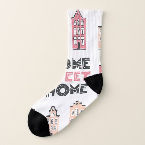 Doodle houses stylized city collection socks