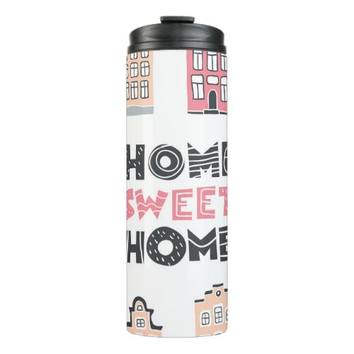 Doodle houses stylized city collection thermal tumbler