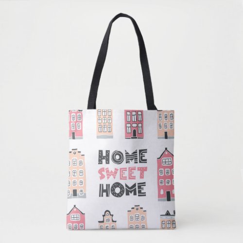 Doodle houses stylized city collection tote bag
