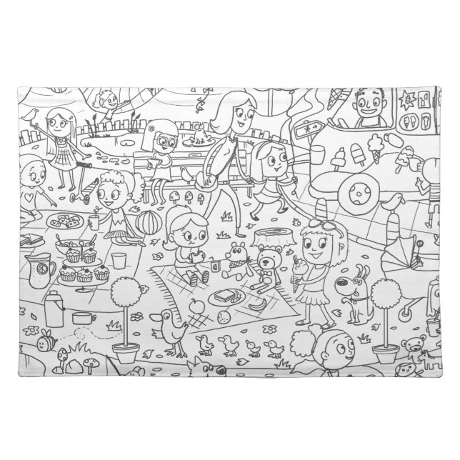 doodle i spy in the park coloring placemat (Front)