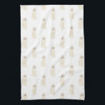 Doodle III (Cream White) Kitchen Towel<br><div class="desc">A beautifully detailed watercolor illustration of a white cream golden doodle dog set in cheery rows. This design pops enough for stand alone pieces, but can also serve as a neutral! For the sweetest gifts, add more matching items from the collection! To see more work and learn about this artist,...</div>