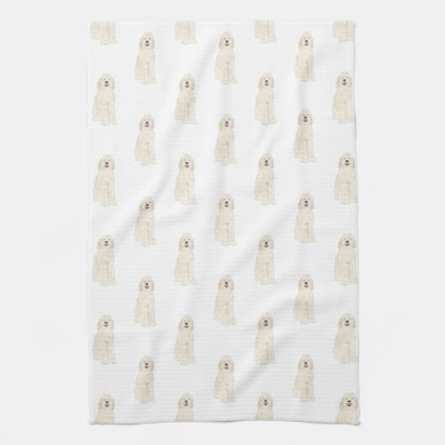 Doodle III Cream White Kitchen Towel