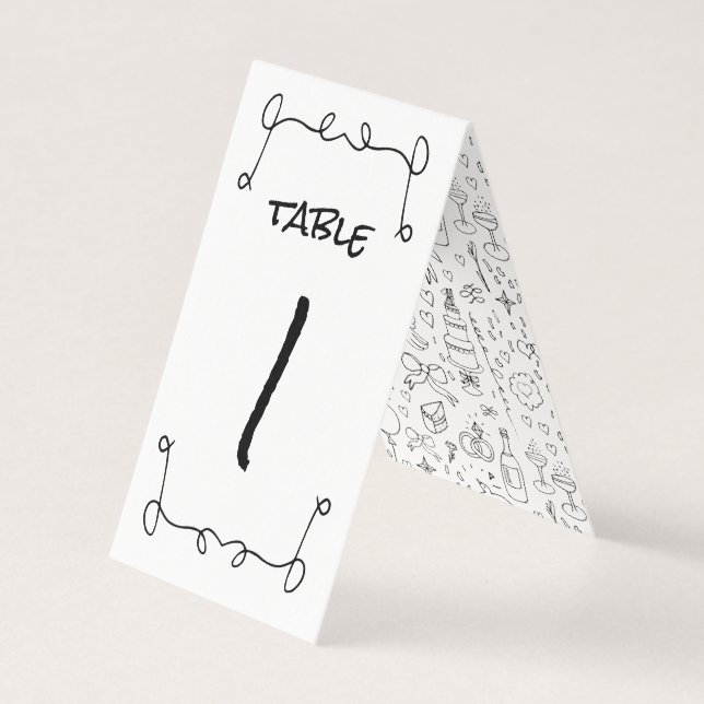 Doodle Illustrations Wedding in Black and White (Front)