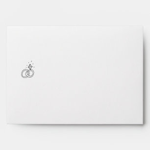 Doodle Illustrations Wedding in Black and White Envelope