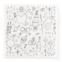 Doodle Illustrations Wedding in Black and White
