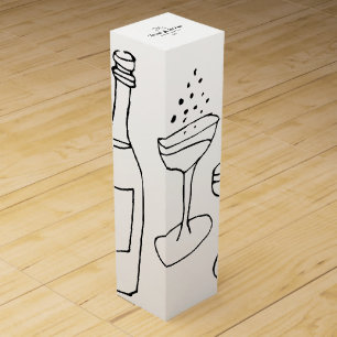 Doodle Illustrations Wedding in Black and White Wine Box