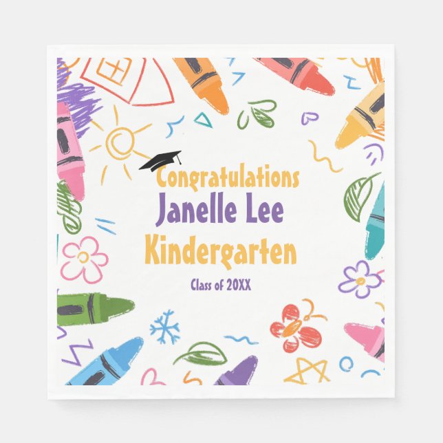 Doodle Kindergarten Graduation Party  Napkins (Front)
