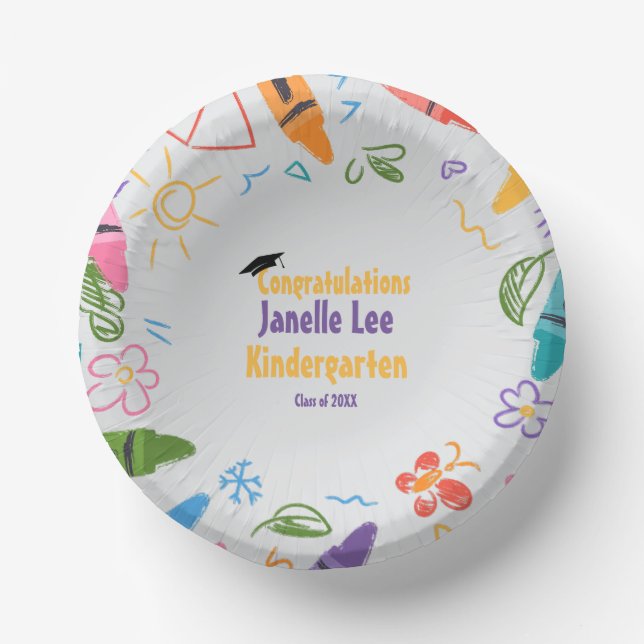 Doodle Kindergarten Graduation Party  Paper Bowls (Front)