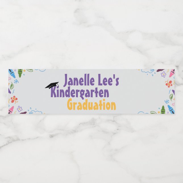 Doodle Kindergarten Graduation Party  Water Bottle Label (Single Label)