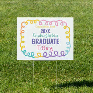 Doodle Kindergarten Graduation Party Yard Sign