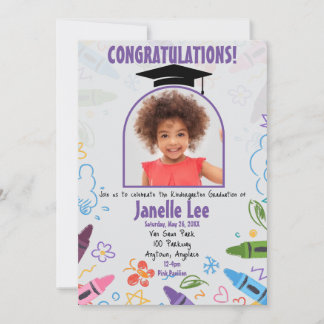 Doodle Kindergarten Graduation Picture Party Invitation