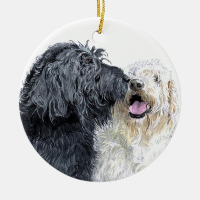 Doodle Kisses Ceramic Ornament (Front)