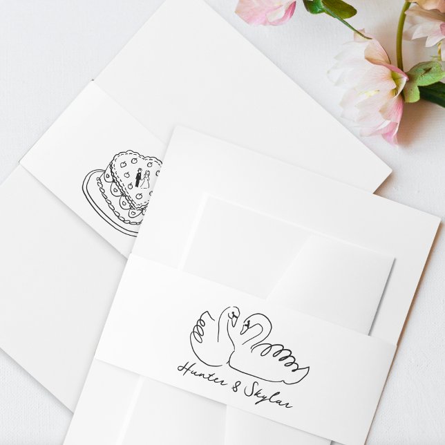 Doodle La Dolce Vita Wedding Suite Invitation Invitation Belly Band (Creator Uploaded)