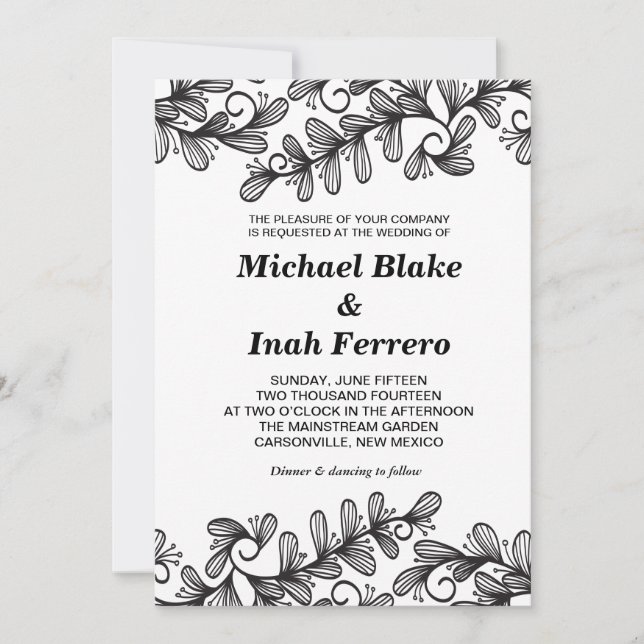 doodle leaves invitation (Front)