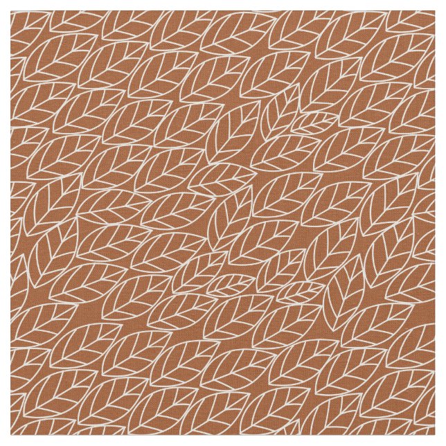 Doodle Leaves Rust and Light Gray (almost white) Fabric (Close Up)